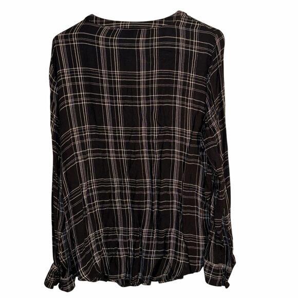 Calvin Klein Jeans Women’s Black & White Plaid Button-Front Blouse – Size XL - Picture 3 of 6